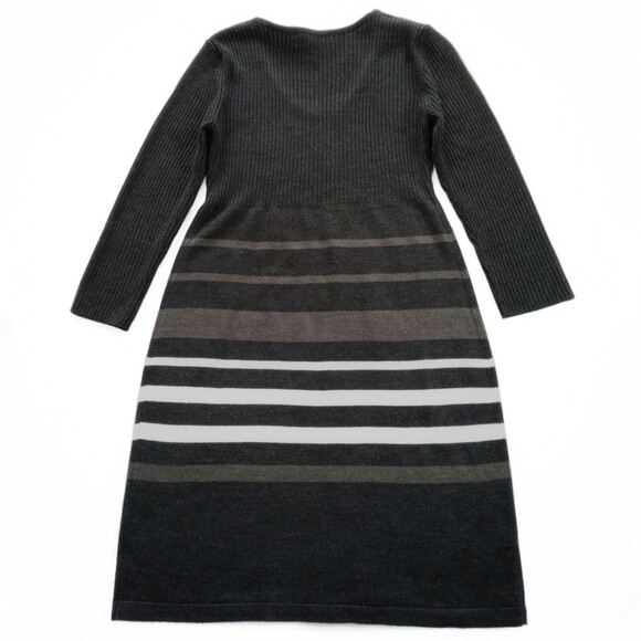 ❤️SALE! PRICE FINAL!❤Studio One New York Gray White Striped Sweater Dress Small - Picture 2 of 7